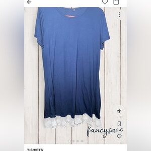 Amazon Navy Ombre Top with Lace Trim